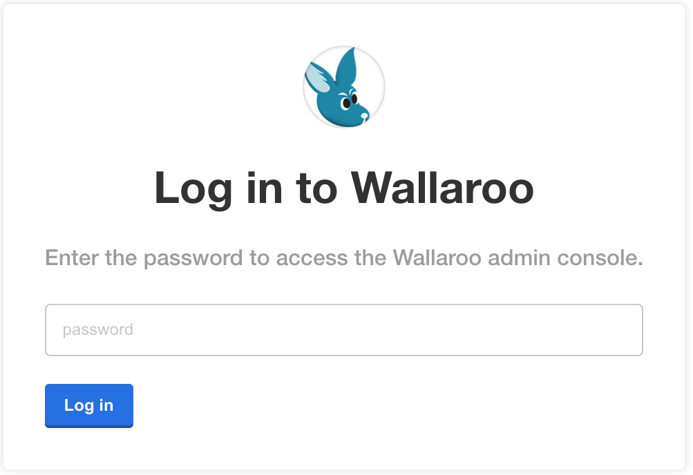 Wallaroo Admin Console Initial Login