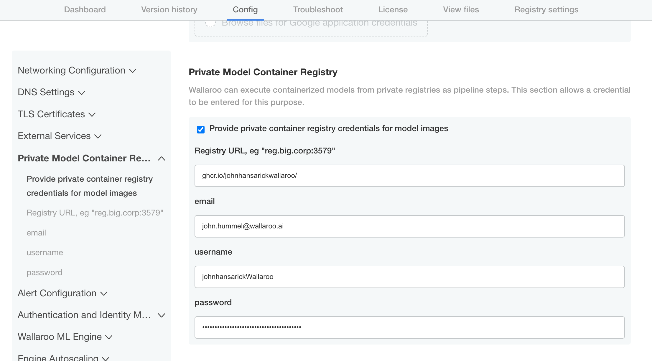 Private Model Registry setup via KOTS