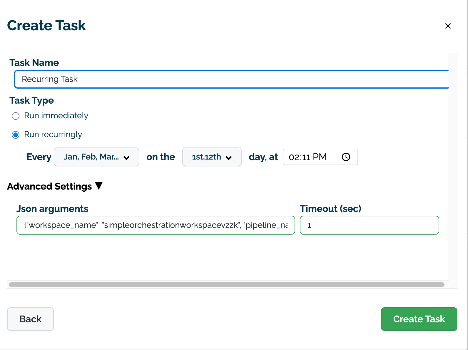 Create Task from Workload Orchestration