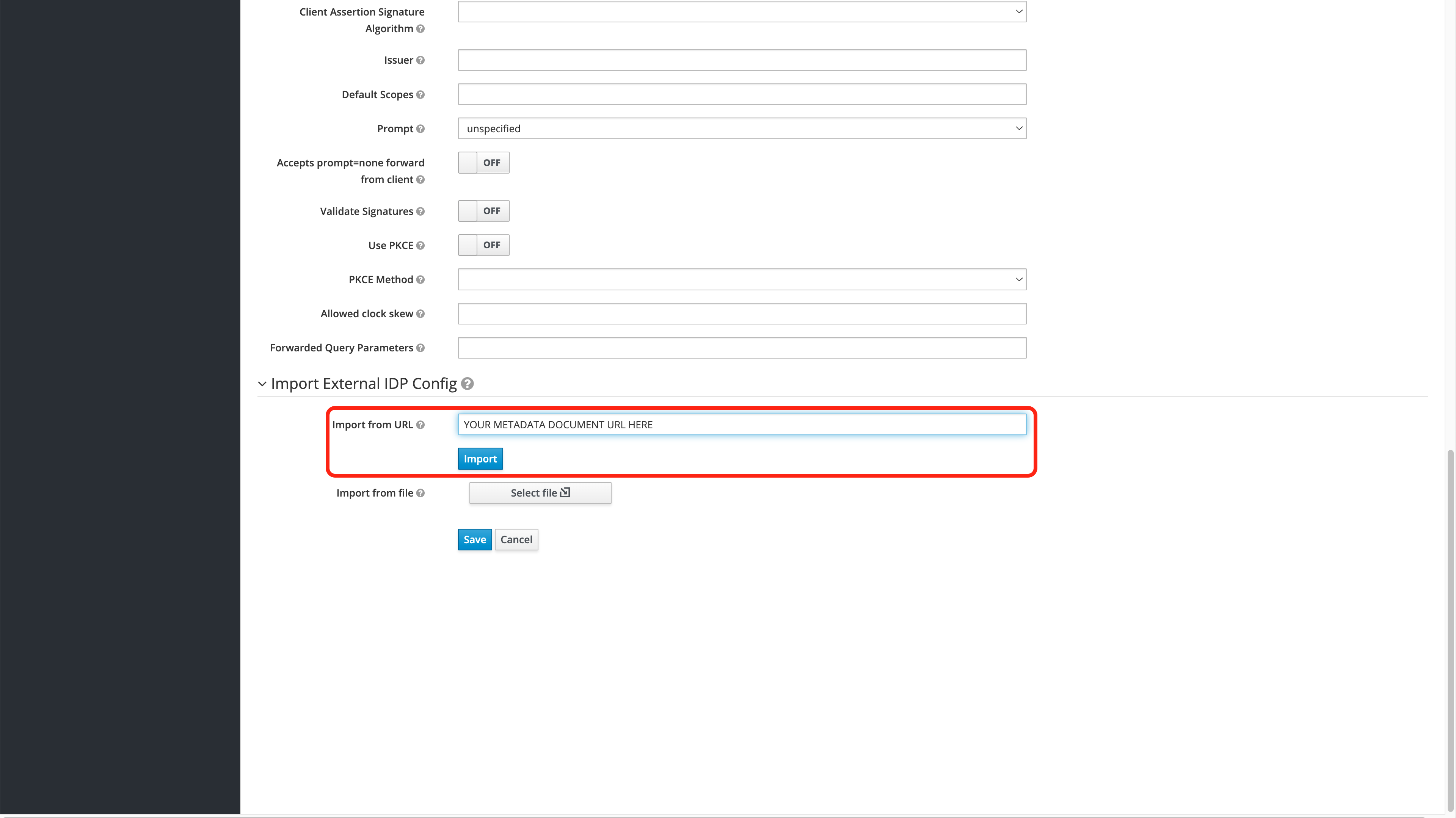 Import Metadata Document