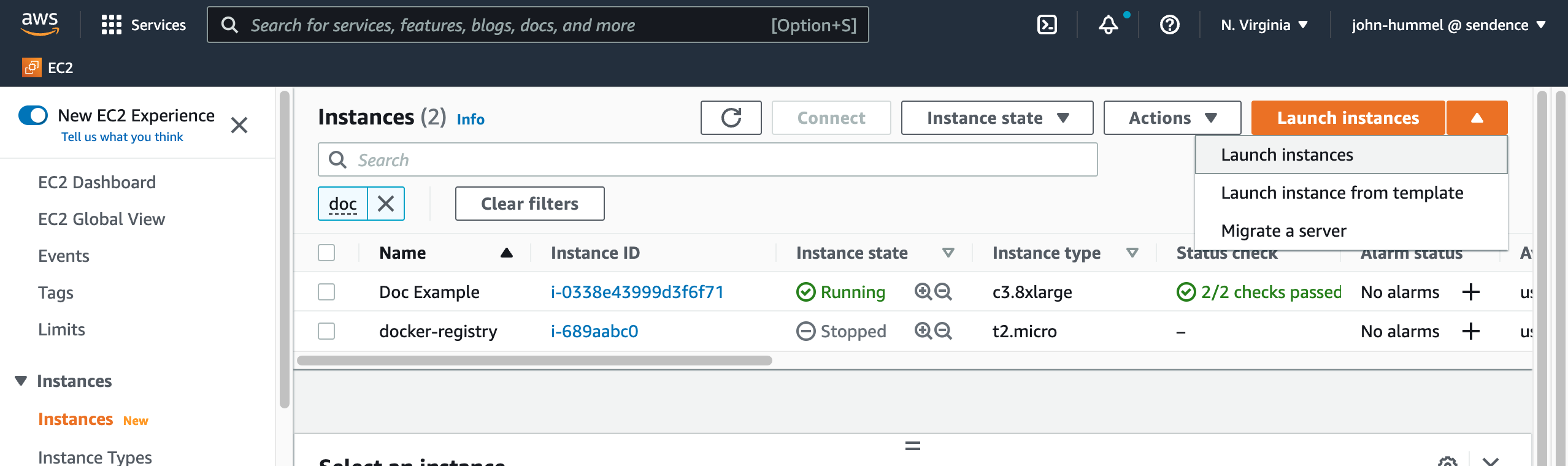 Select Launch Instances