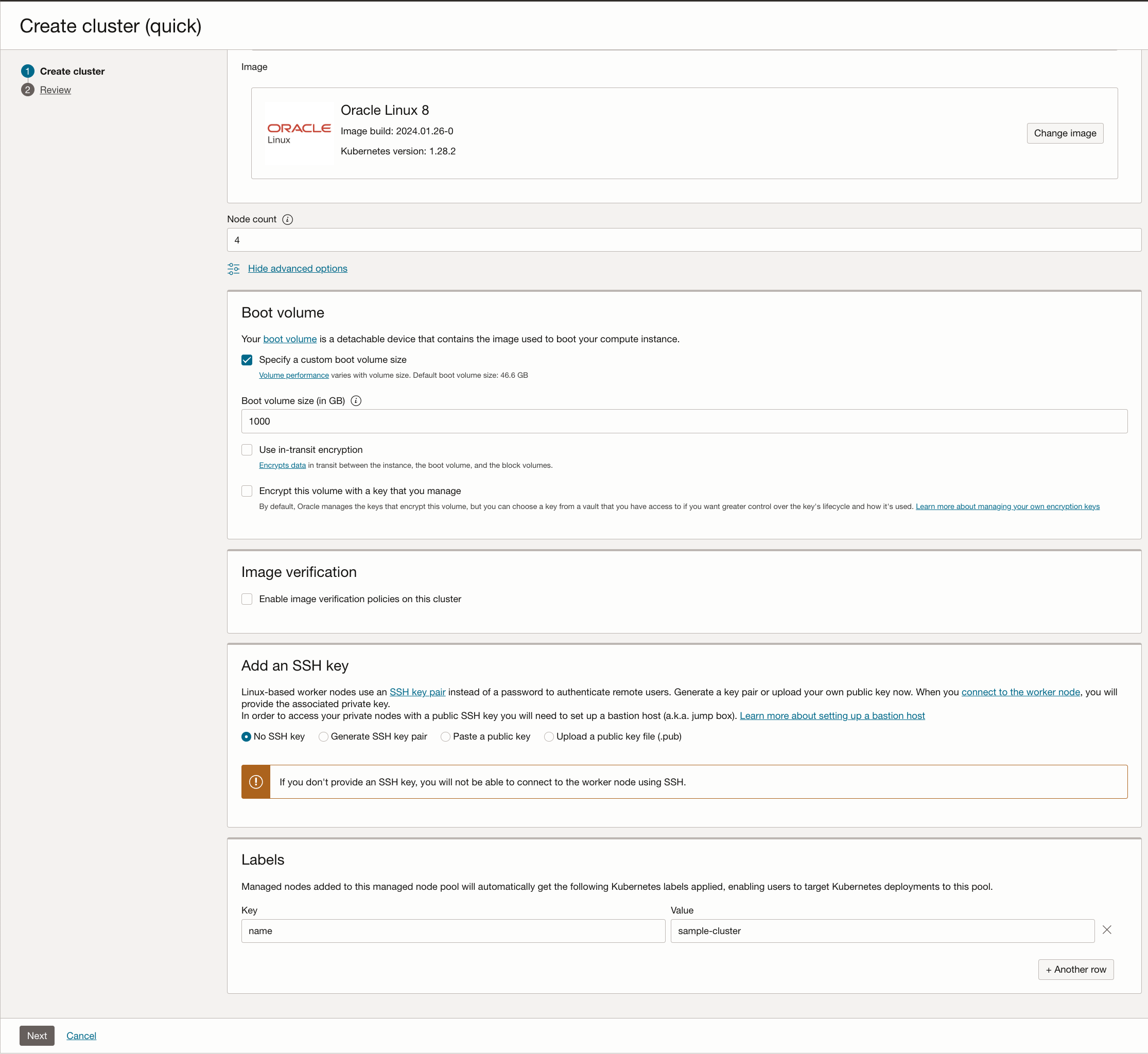 Advanced cluster details