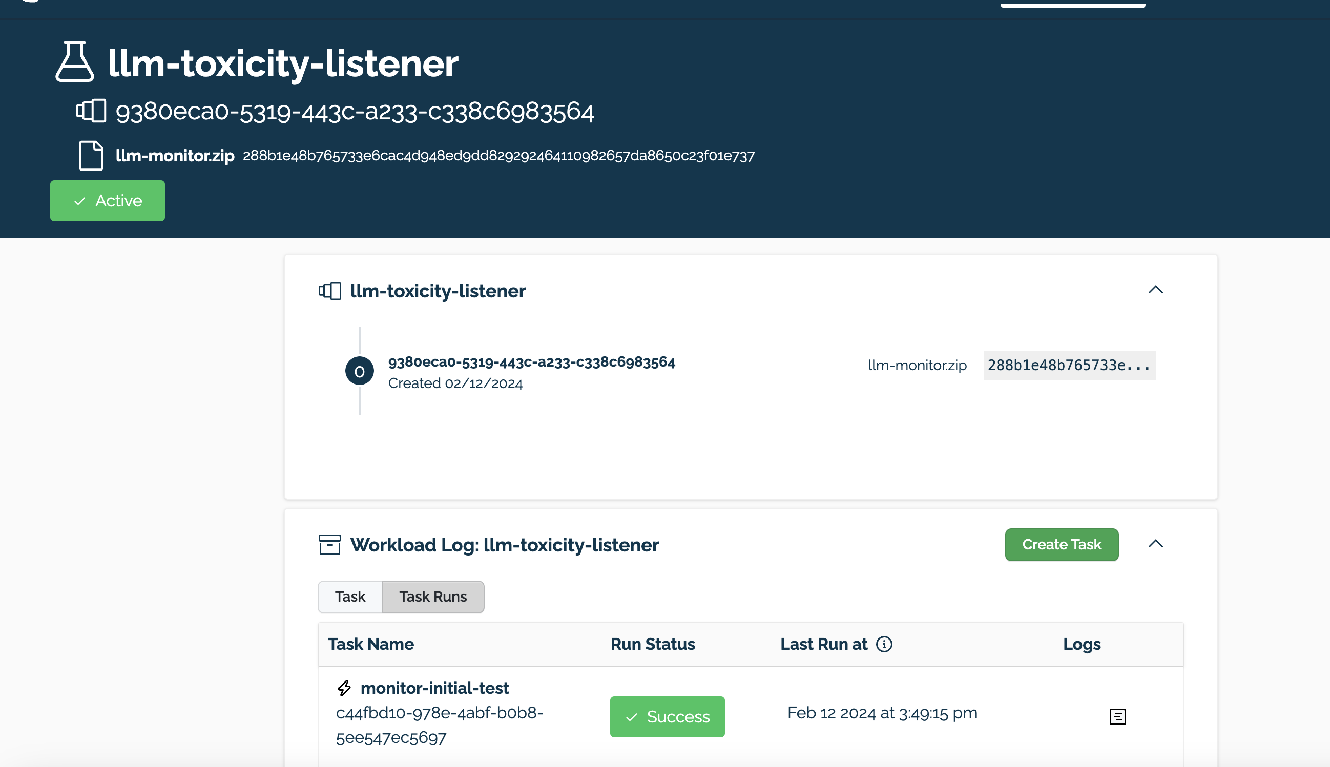 Create Listener Task Results