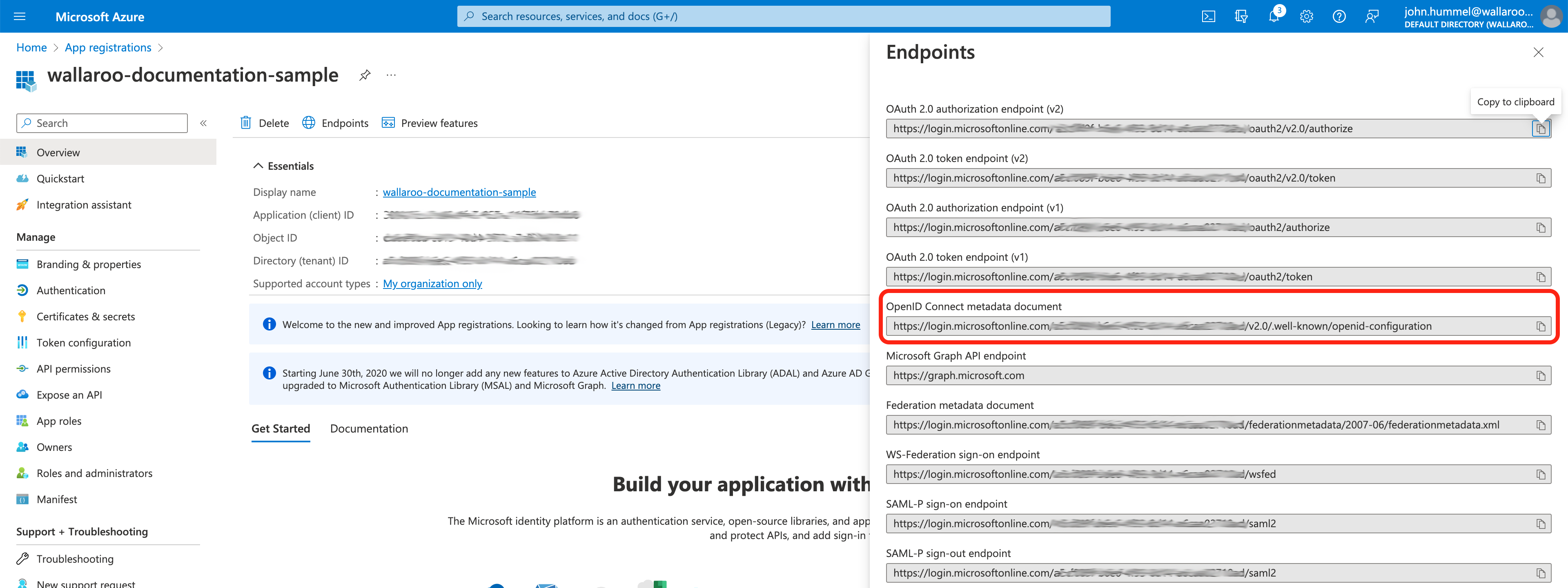 Save OpenID Connect metadata document