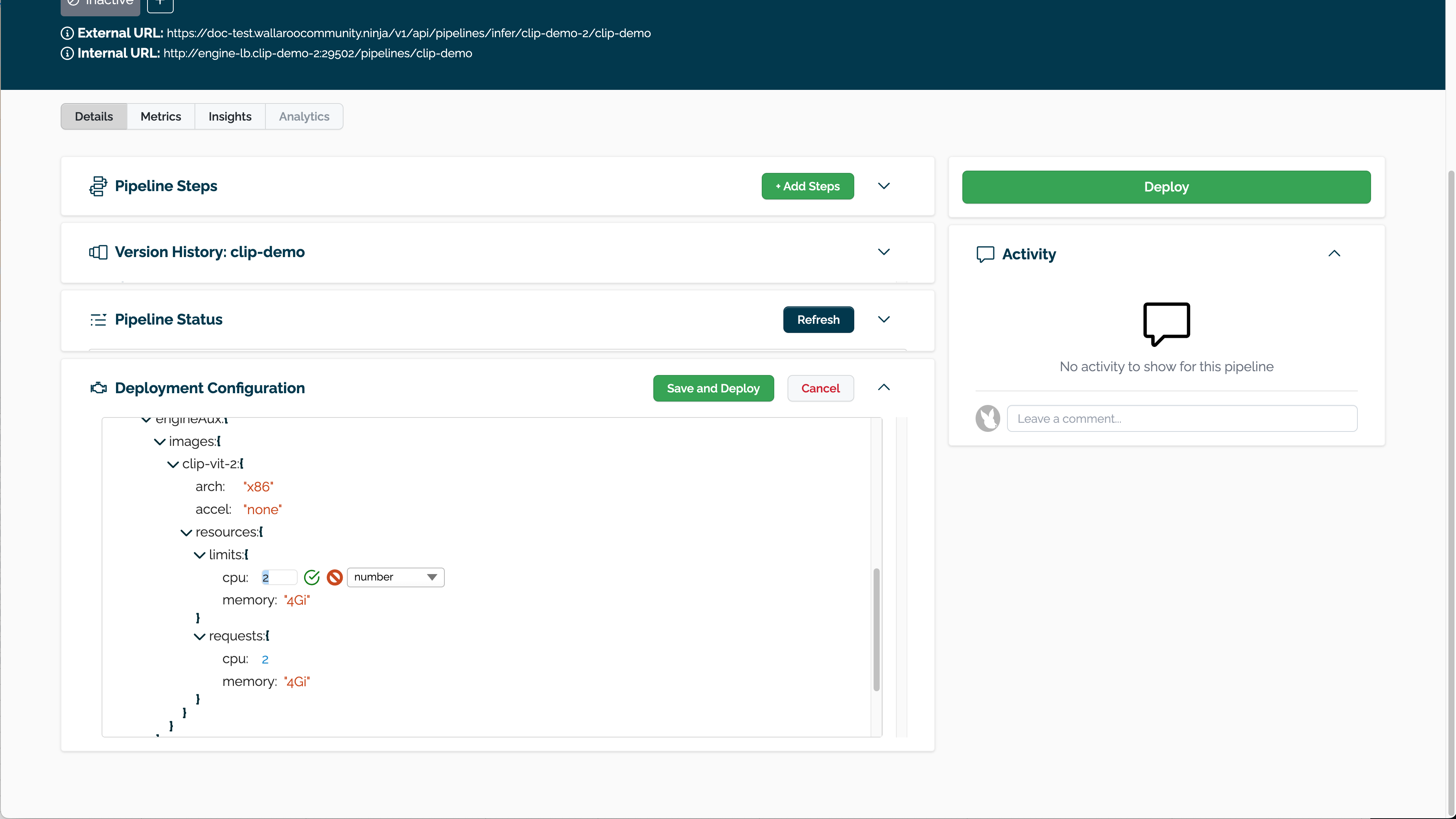 Native Runtime Deployment Config Edit