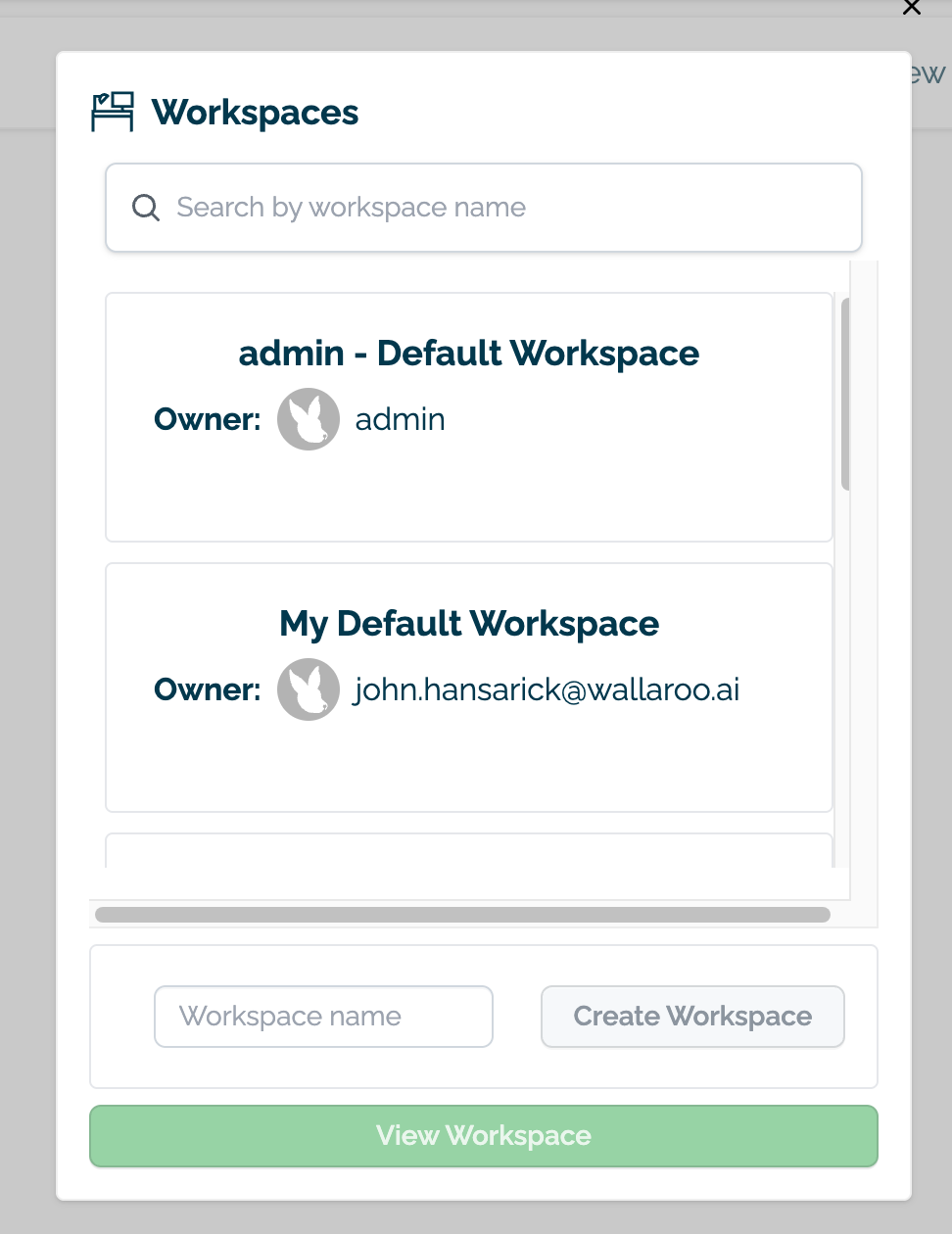 Select Workspace