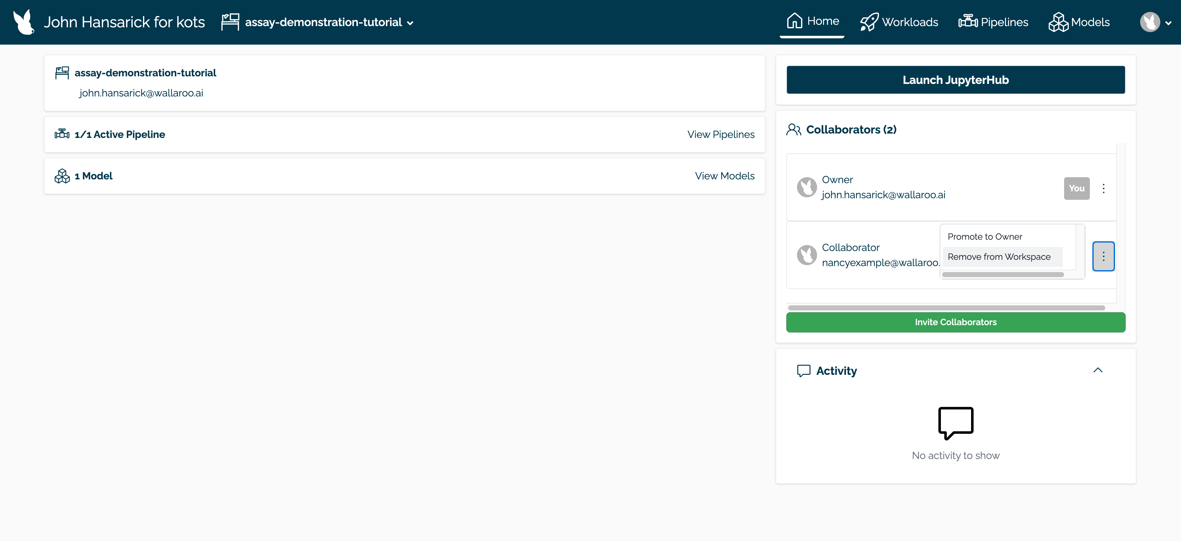 Wallaroo Remove Collaborators